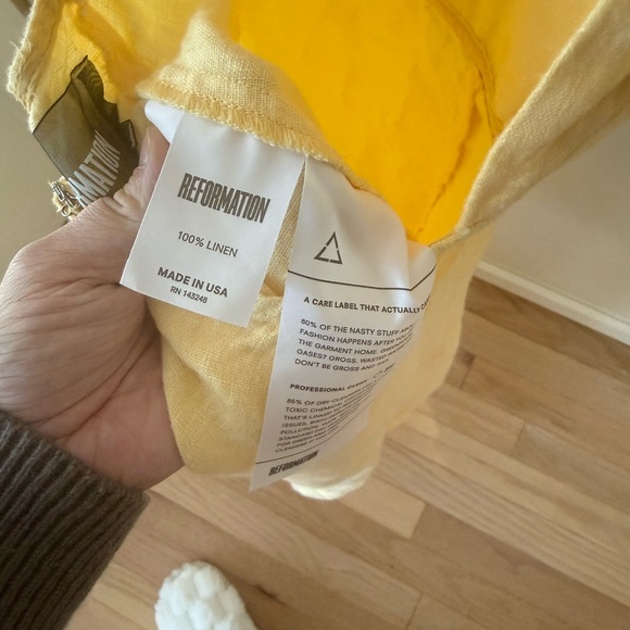 Reformation Yellow Sleeveless Dress with Bow Detail - Picture 5 of 5